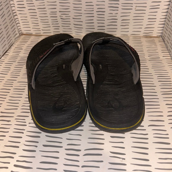 OluKai Kia'i II HLA Men's Flip Flops Sandals Black Red Size 9 US 42 EUR - Picture 4 of 6